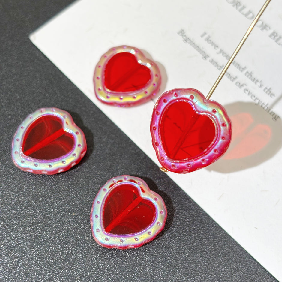 Multi-Size and shapes of Czech Glass Heart Beads for Handcrafted Jewelry & Crafts