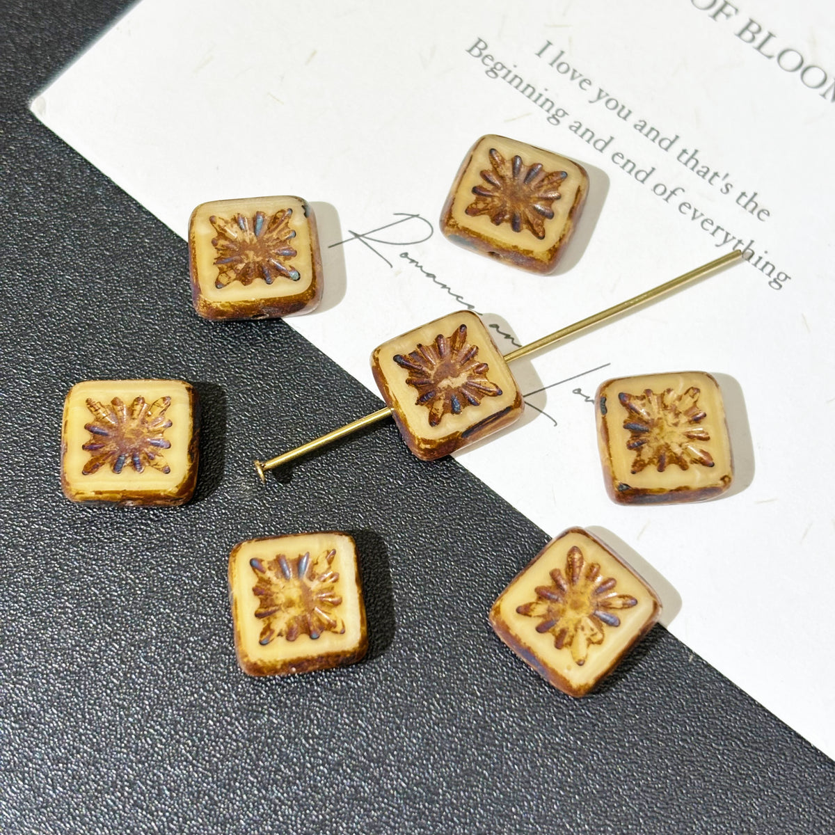 10mm Czech Glass Starburst Beads - Celestial Carved Loose Focal Beads for DIY Jewelry Making