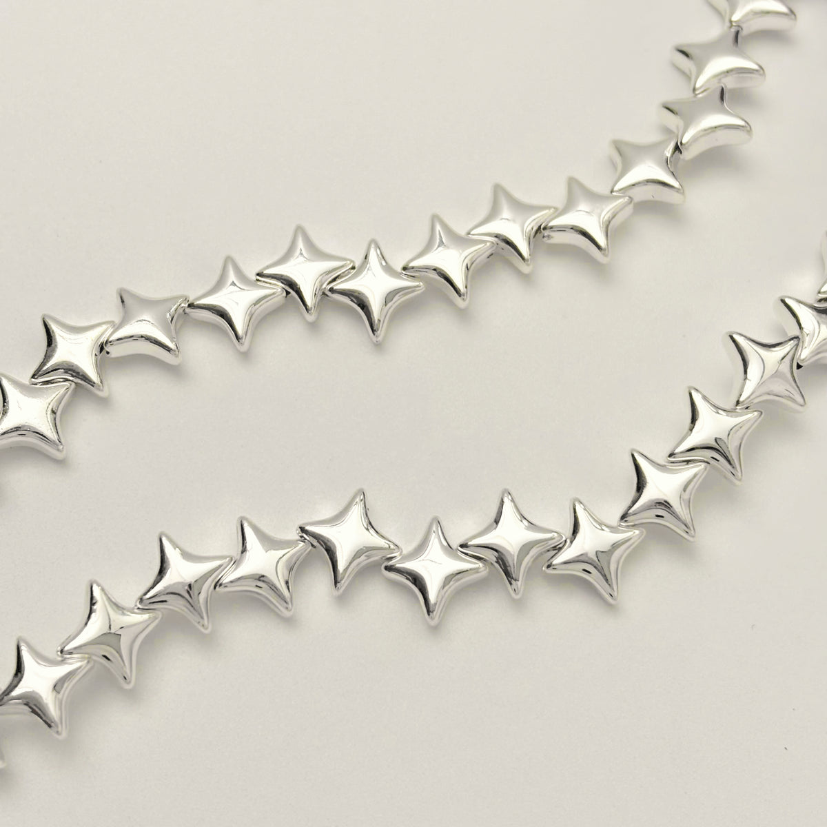(T6) Metallic Single Hole 10mm Four-Point Star Beads, DIY Jewelry Loose Beads