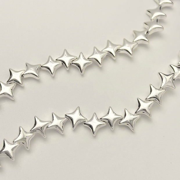 (T6) Metallic Single Hole 10mm Four-Point Star Beads, DIY Jewelry Loose Beads