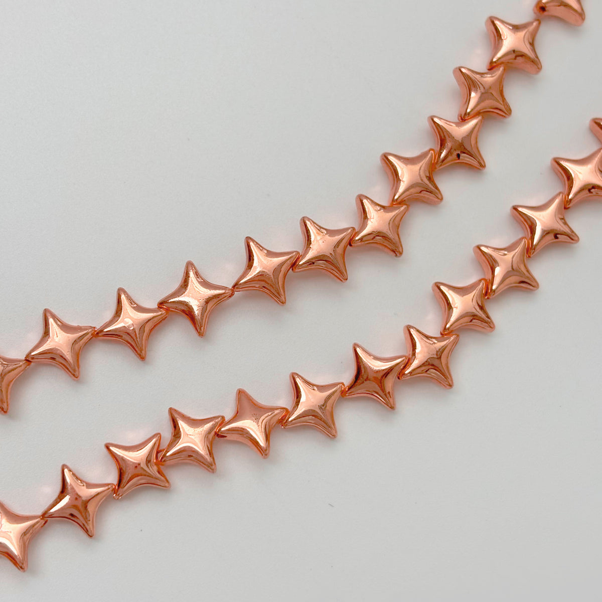 (T5) Metallic Single Hole 10mm Four-Point Star Beads, DIY Jewelry Loose Beads