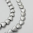 (T7) 10mm Heart Metallic Glass Beads, Smooth Textured Handmade Jewelry Loose Beads