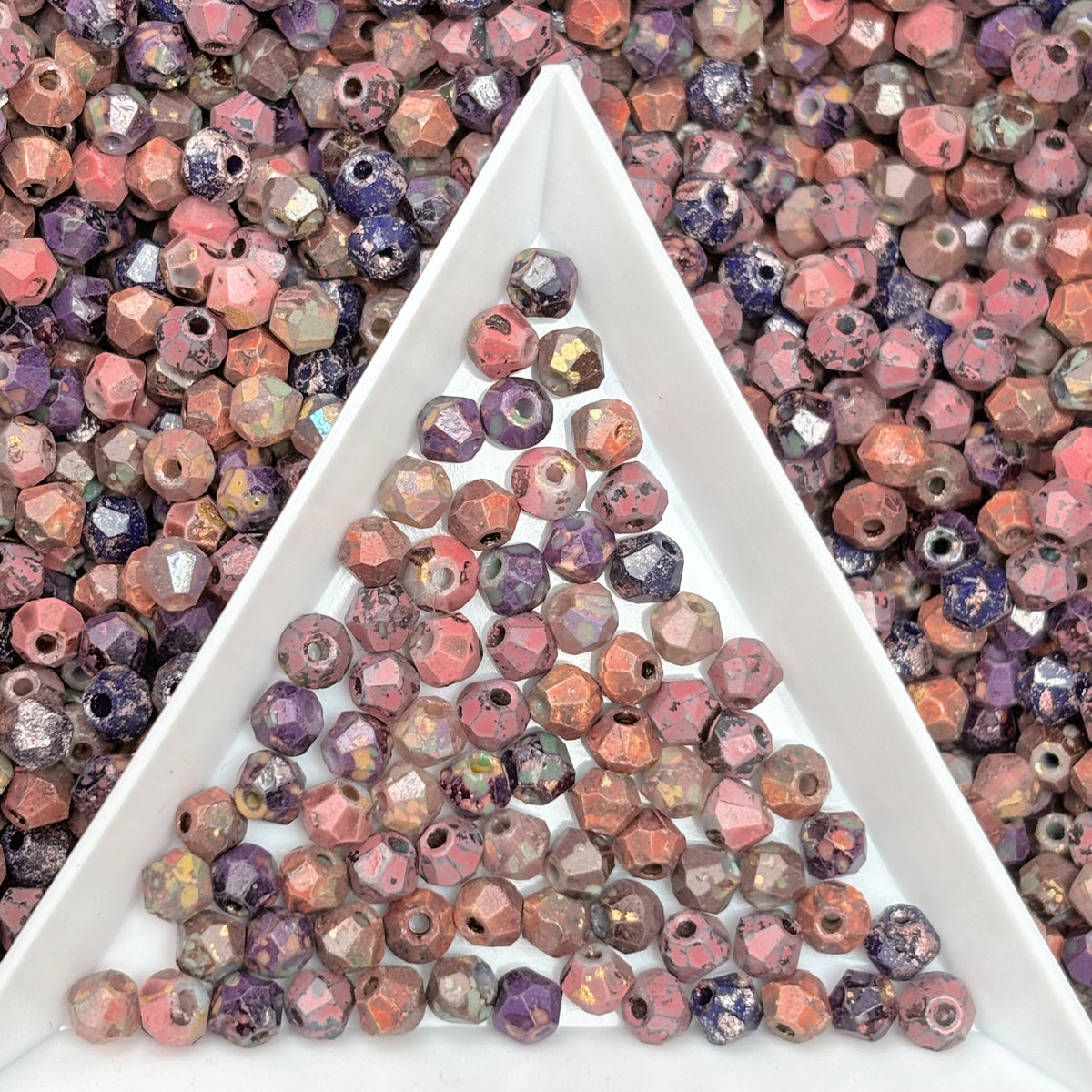 (P12) Mixed 4mm Picasso Bicone Glass Beads | Retro Customized colours for Jewelry Making