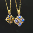 (N9) Reversible Citrine & Sapphire Crystal Pendant - TOHO Miyuki Bead Weave