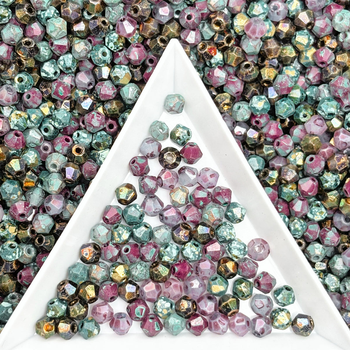(P12) Mixed 4mm Picasso Bicone Glass Beads | Retro Customized colours for Jewelry Making