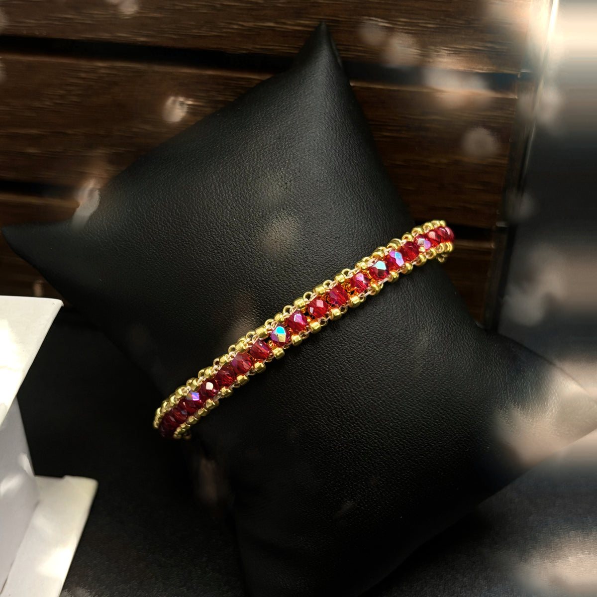 (K1) Ruby Royale DIY Bracelet Kit – 3mm Czech Fire-Polished & 2mm TOHO Seed Bead Making Set