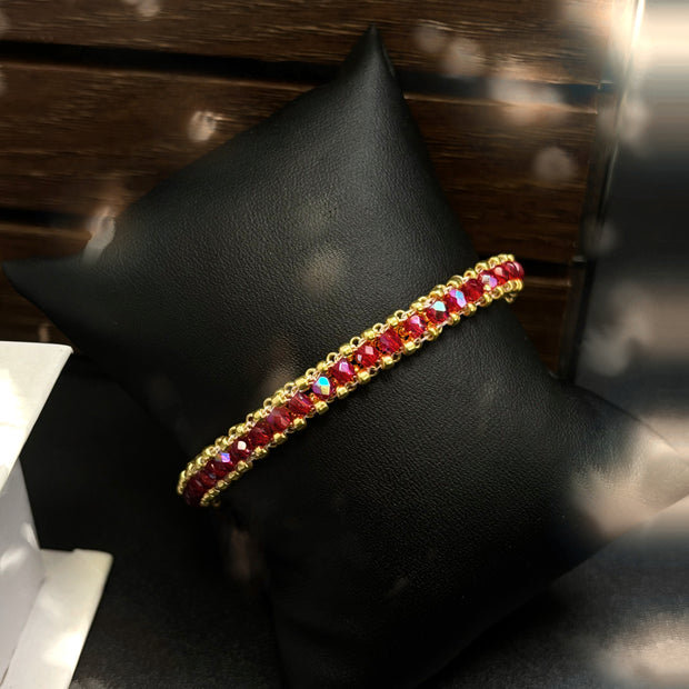 (K1) Ruby Royale DIY Bracelet Kit – 3mm Czech Fire-Polished & 2mm TOHO Seed Bead Making Set