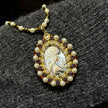 (N6) Cameo Goddess | Black Mother-of-Pearl Pendant Necklace with Swarovski Pearls & TOHO Seed Beads
