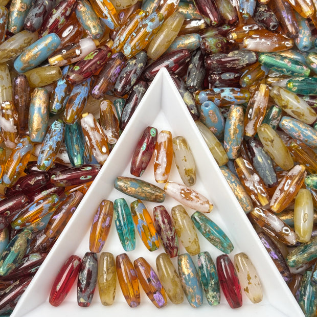 (T15) Promotion 4*12mm Picasso Long Rice Bead Loose Beads For Jewelry Making