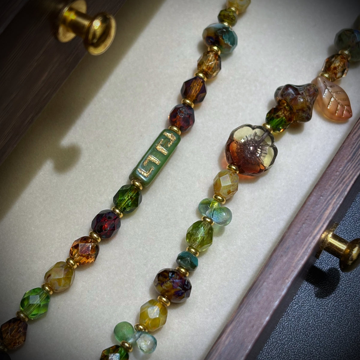 (N28) Convertible Fire-Polished Czech Glass Jewelry - Dual-Wear Choker & Double Layer Bracelet