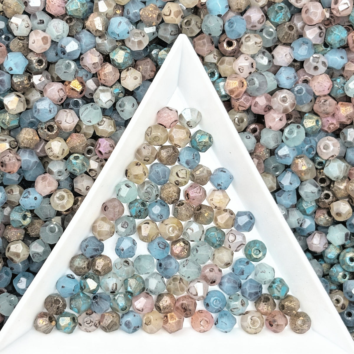 (P12) Mixed 4mm Picasso Bicone Glass Beads | Retro Customized colours for Jewelry Making