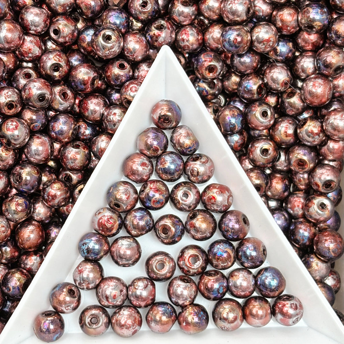 (P16) Picasso 6mm Glass  Round beads-Vintage Style Pearly Beads For DIY Jewelry Making