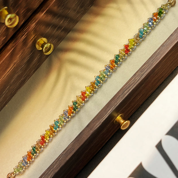 (K2) Rainbow Burst DIY Bracelet Kit – 2mm Bicone & TOHO 11/0 15/0 Seed Bead Making Set