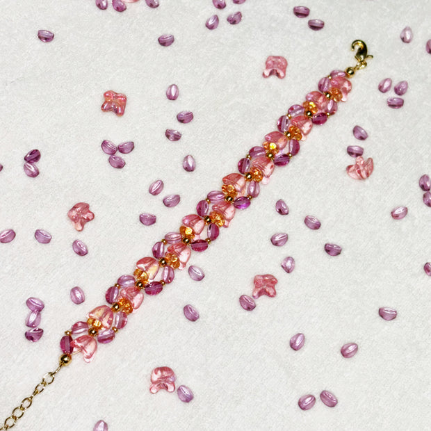 (K5) Blossom Blush DIY Bracelet Kit – Czech Glass Flower Bead Making Set