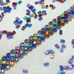 (K3) Picasso Half Tila Beading Kit - 2×5mm Iridescent Tile & TOHO Seed Bead Weave
