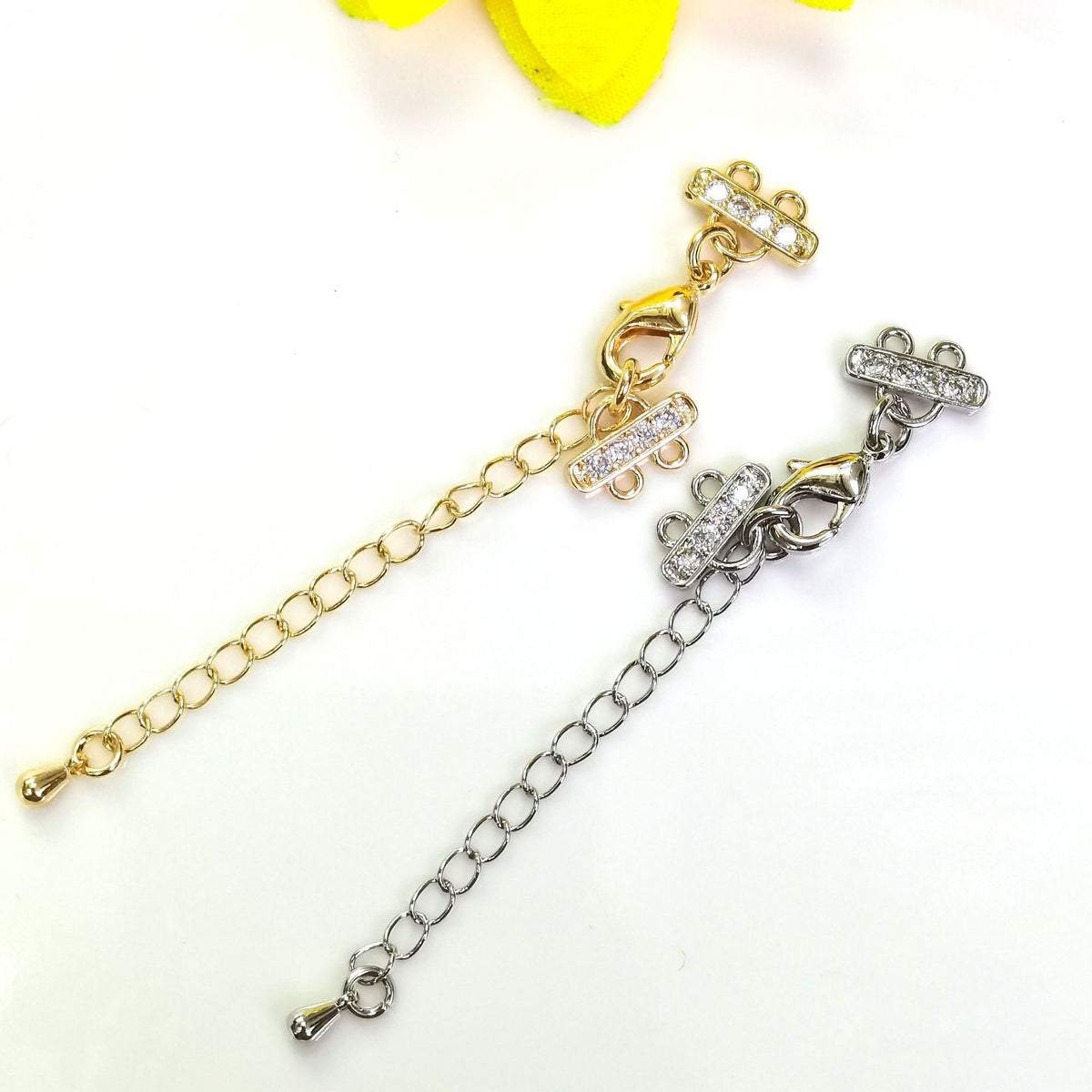 (JF7) Pave Zirconium 2-Row&3- Row Lobster Claw Clasp - Premium Color Retention Fastener for High-End DIY Jewelry