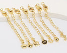 (JF4) 18K Real Gold Plated Lobster Clasp with Extension Chain Set - Adjustable Jewelry Connector