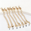 (JF4) 18K Real Gold Plated Lobster Clasp with Extension Chain Set - Adjustable Jewelry Connector