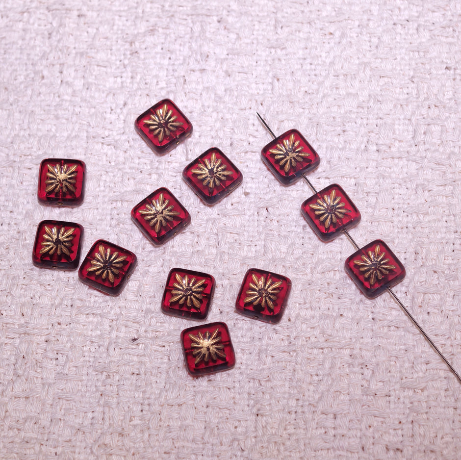 10mm Czech Glass Starburst Beads - Celestial Carved Loose Focal Beads for DIY Jewelry Making