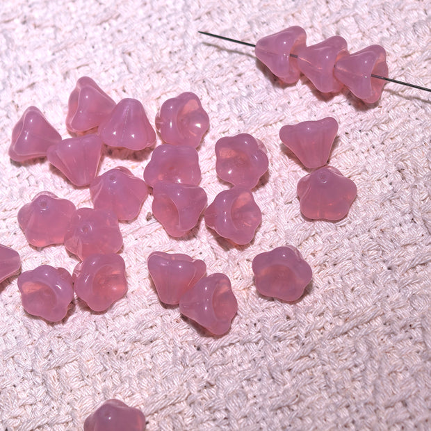 Multi-Color Czech Glass Center-Drilled Bell Flower Beads