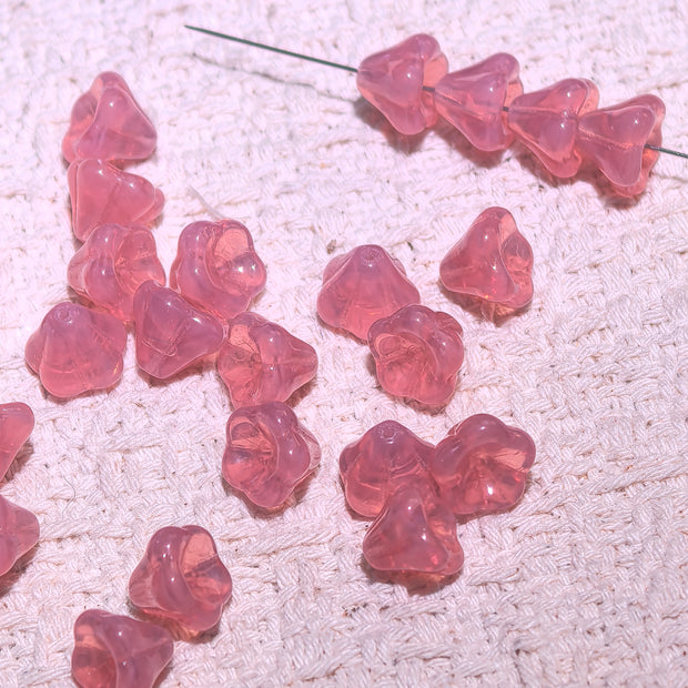 Multi-Color Czech Glass Center-Drilled Bell Flower Beads