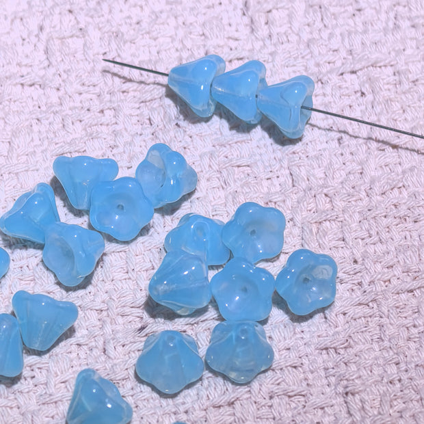 Multi-Color Czech Glass Center-Drilled Bell Flower Beads