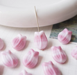 16x11mm Czech Glass Tulip Flower Beads - Pink & White