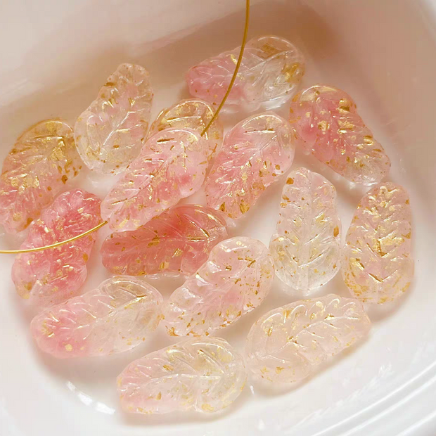 10x17mm Czech Glass Feather Leaf Beads