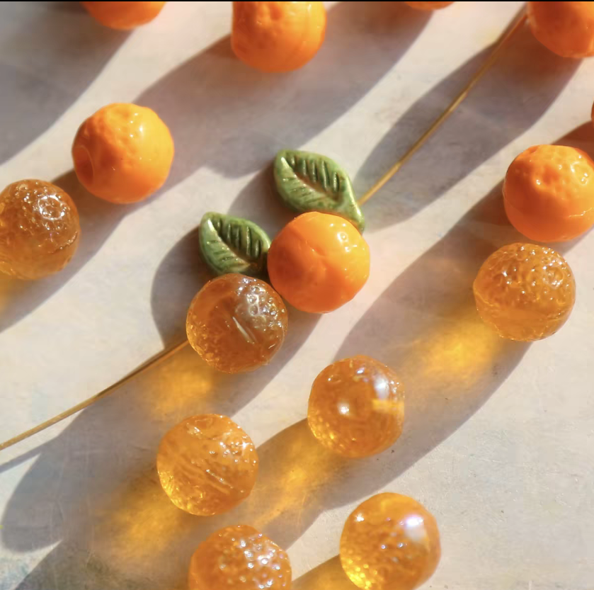 10mm Czech Glass Tangerine Beads - Translucent Orange Yellow (Top-Drilled)