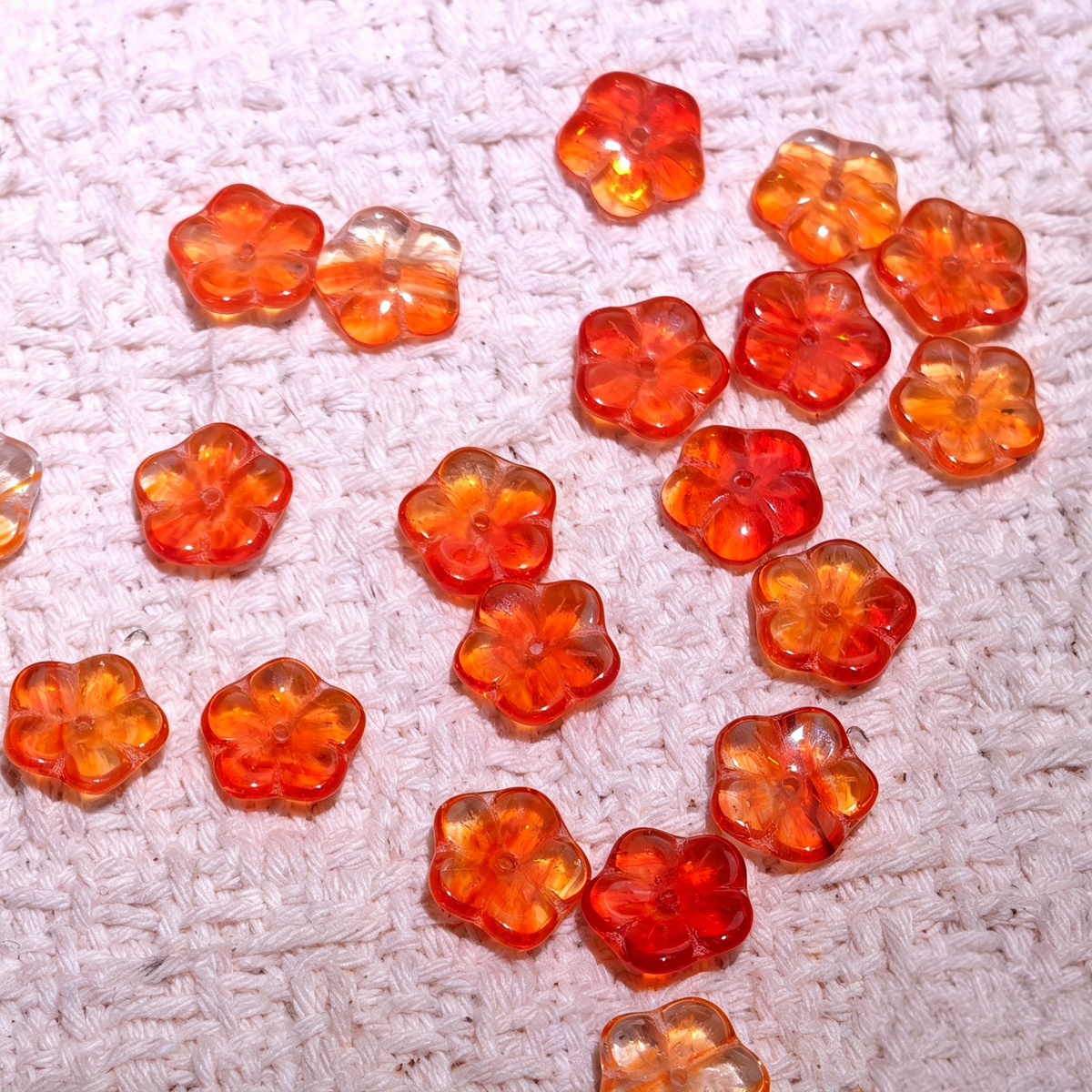 9mm Czech Glass Gradient Flower Beads - Translucent Orange