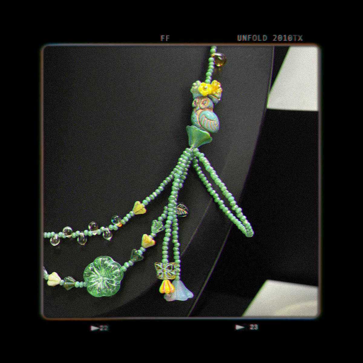 (N3) Mint Czech Glass Cutie Owl with bow designed Beaded Necklace