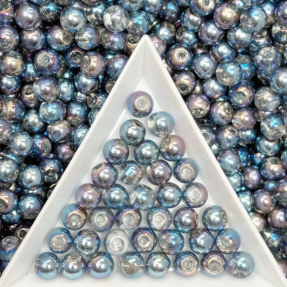 (P16) Picasso 6mm Glass  Round beads-Vintage Style Pearly Beads For DIY Jewelry Making