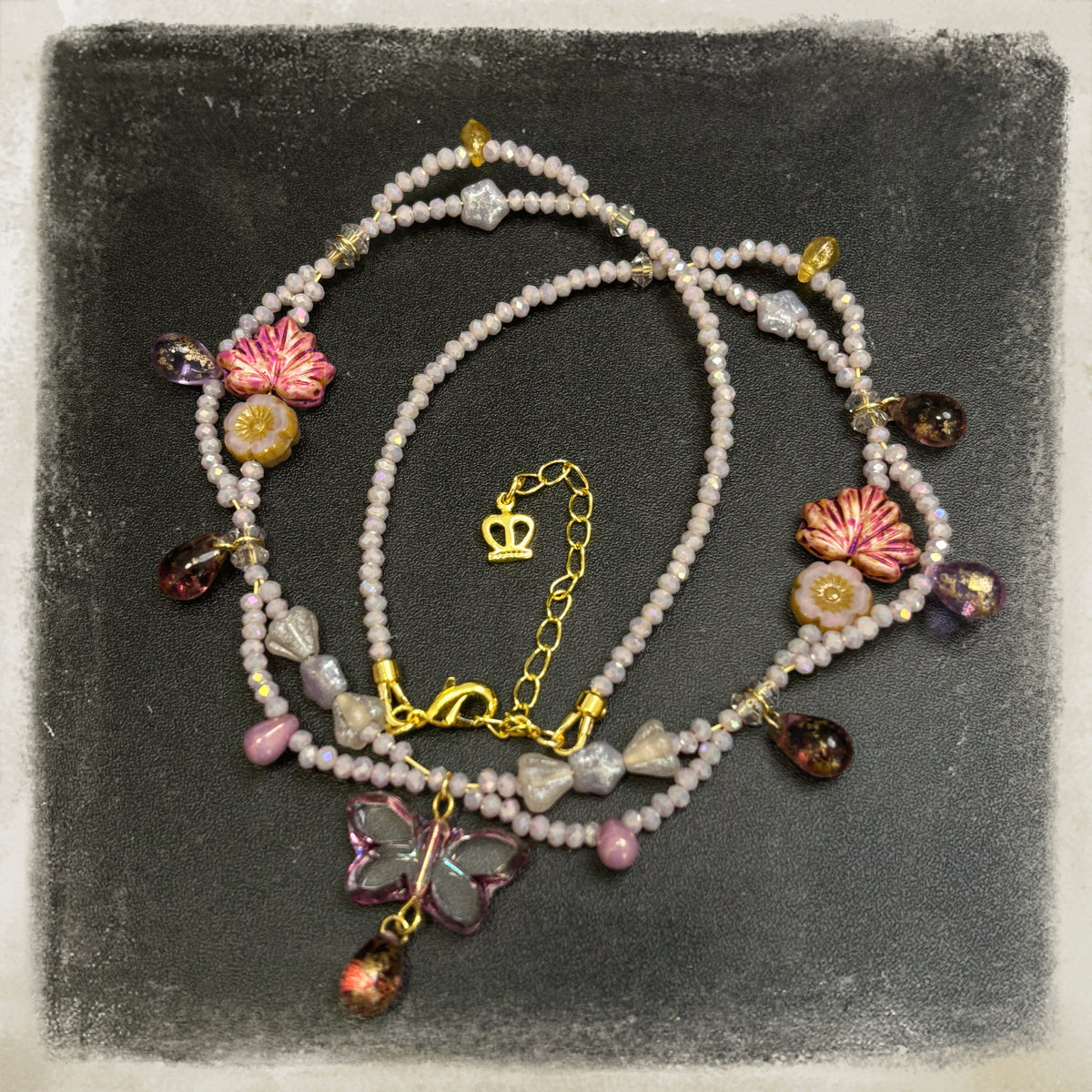 (N4) Lilac Sweet Style Butterfly Necklace Handmade