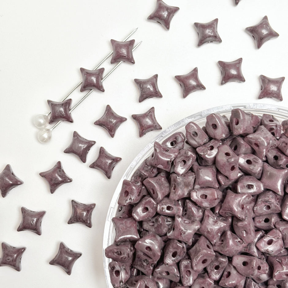 (P10) Picasso Style 2-Hole Four-Pointed Star Glass Beads - Custom Colorway