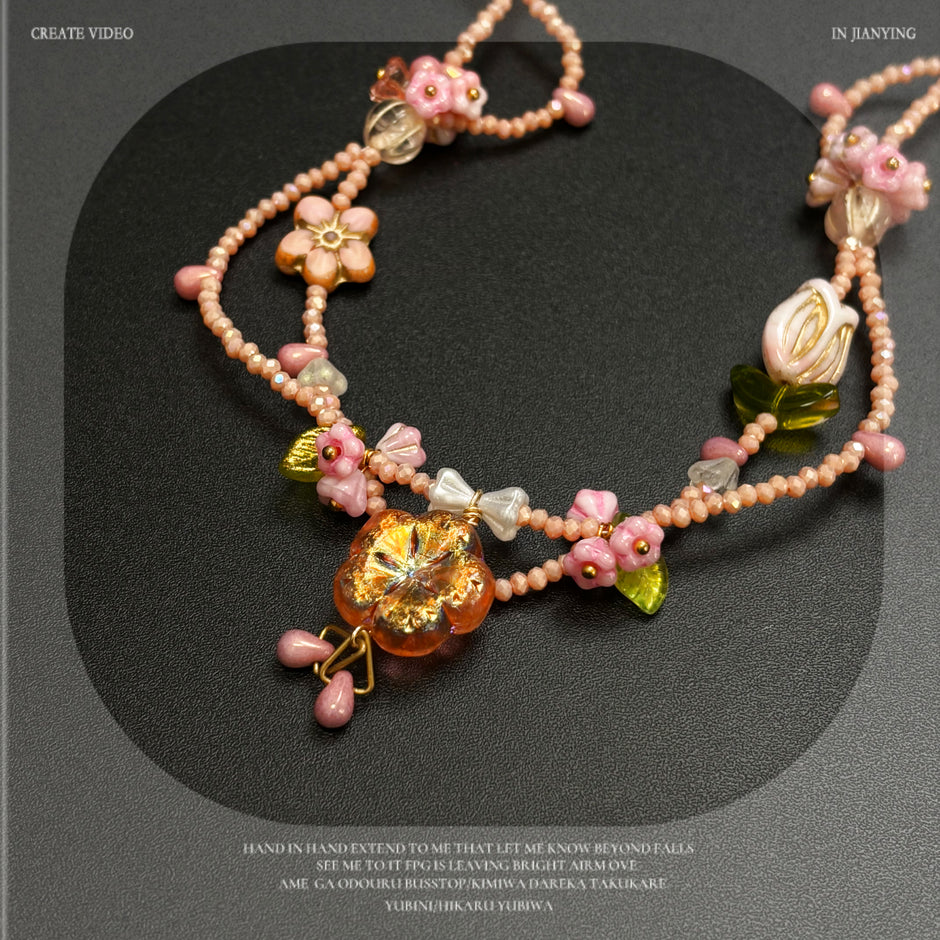 (N5）Czech Floral Garden Fairy Style Original Designed Necklace