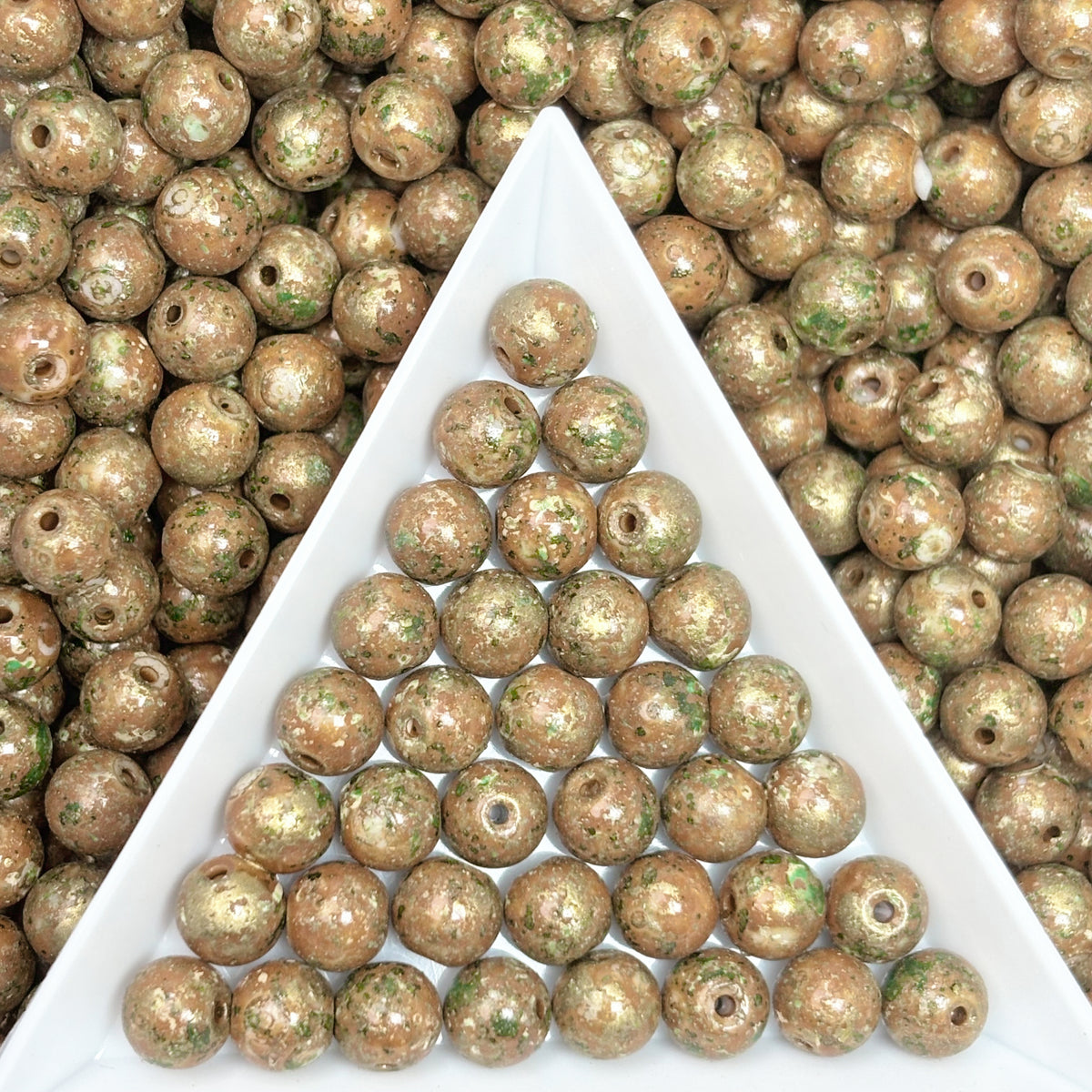 (P16) Picasso 6mm Glass  Round beads-Vintage Style Pearly Beads For DIY Jewelry Making