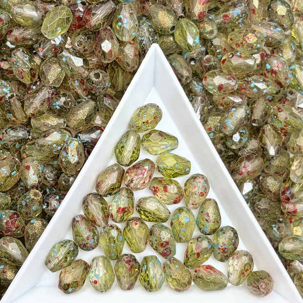 (P17) Picasso Waterdrop Beads 6×9mm Customized Glass Beads DIY Jewelry Making Supplies for Necklace Bracelet Earring Crafts