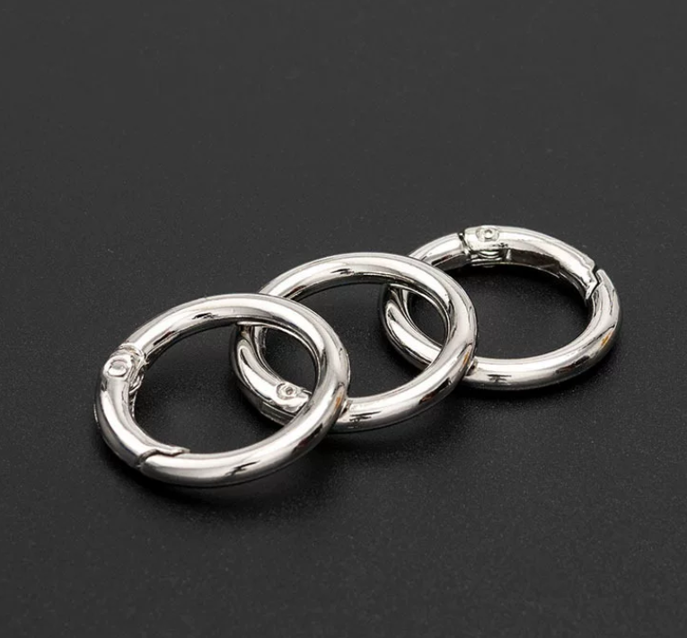 (JF19)25mm Zinc Alloy Spring Gate Rings - High Color Retention Round Carabiner for DIY Making