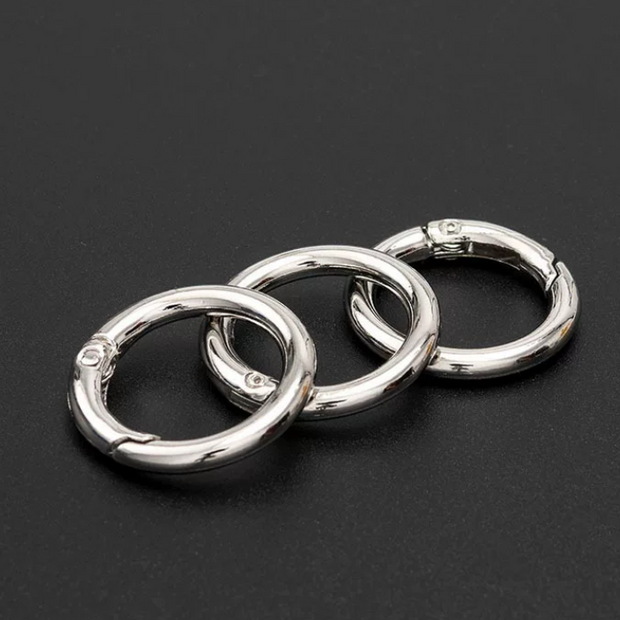 (JF19)25mm Zinc Alloy Spring Gate Rings - High Color Retention Round Carabiner for DIY Making