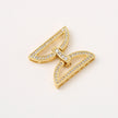 (JF8) 18K Gold Pave Zircon Symmetrical Semi-Circle Jewelry Clasp for Premium Bracelets