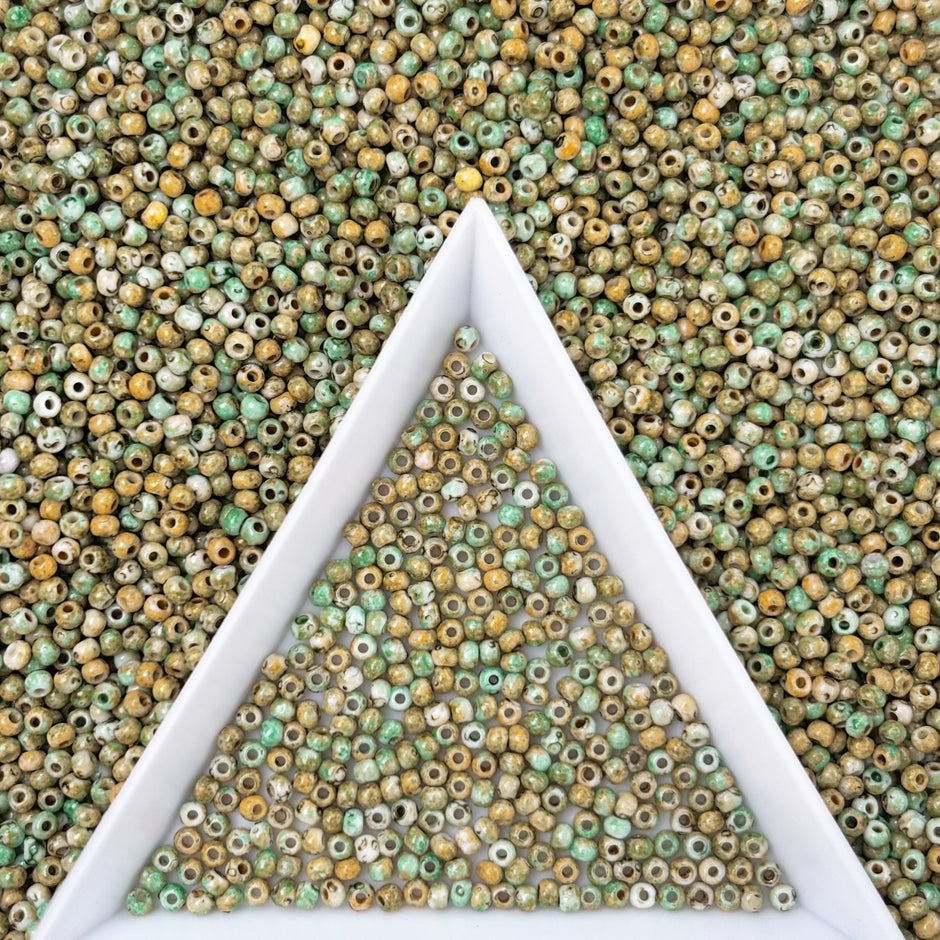 (P6) 2mm Picasso Seed Beads - Czech Glass Iridescent Beads for DIY Bracelets Necklaces