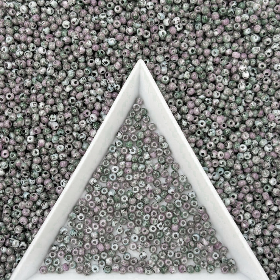(P6) 2mm Picasso Seed Beads - Czech Glass Iridescent Beads for DIY Bracelets Necklaces