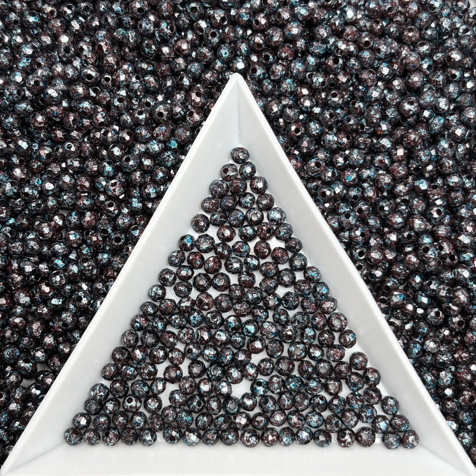 (P2) 2mm Picasso Faceted  Round Beads, Crystal Glass Beads For DIY Jewelry