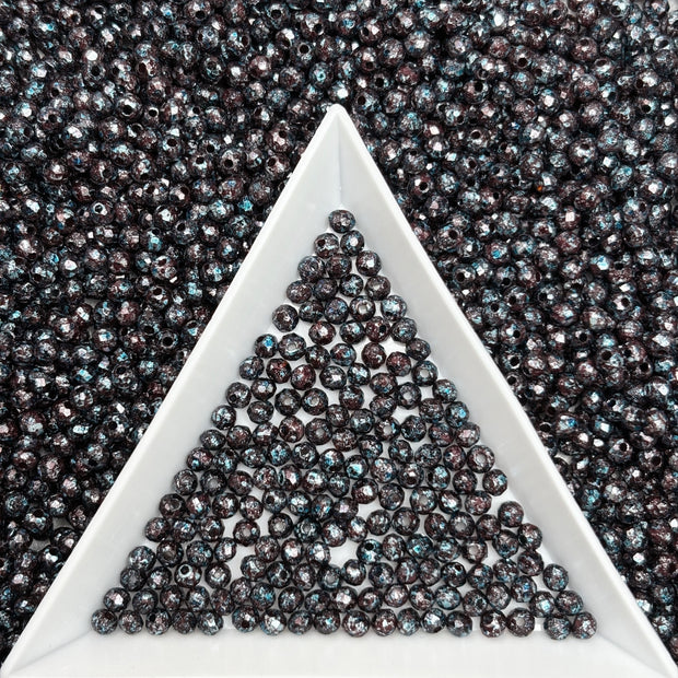 (P2) 2mm Picasso Faceted  Round Beads, Crystal Glass Beads For DIY Jewelry