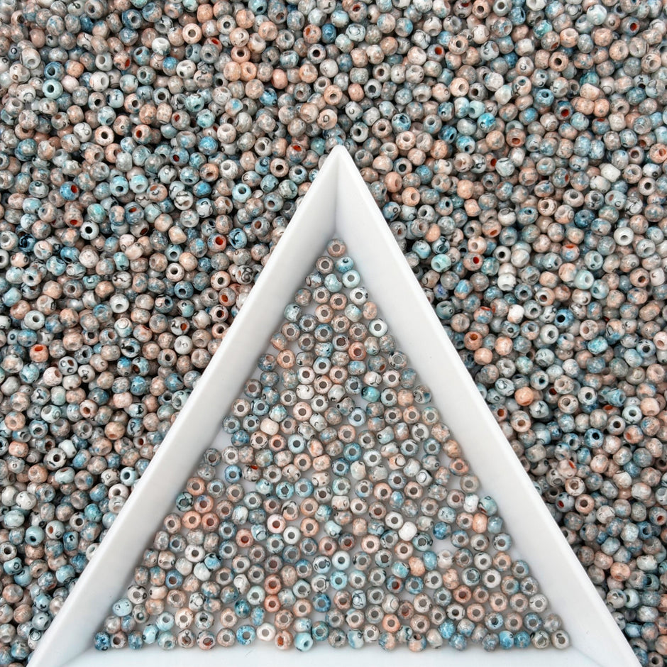 (P6) 2mm Picasso Seed Beads - Czech Glass Iridescent Beads for DIY Bracelets Necklaces