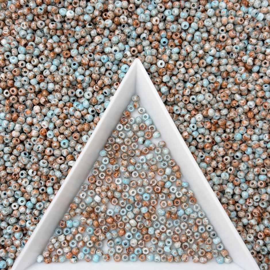 (P6) 2mm Picasso Seed Beads - Czech Glass Iridescent Beads for DIY Bracelets Necklaces