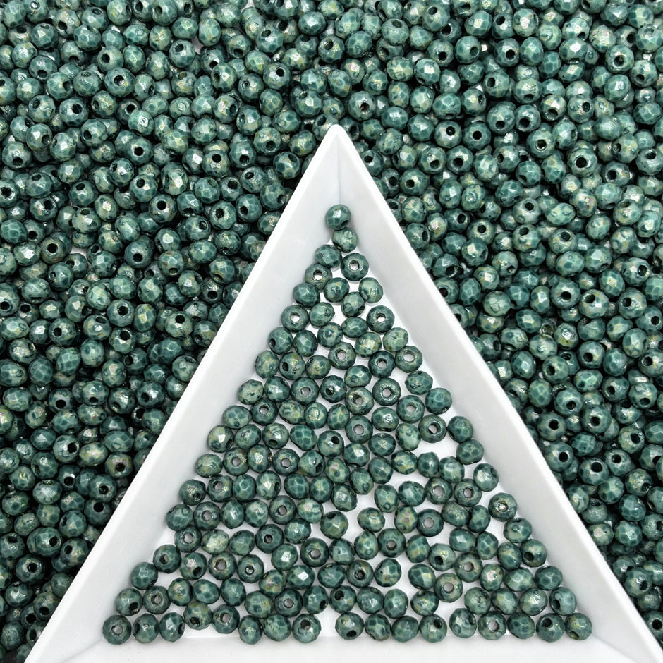 (P2) 2mm Picasso Faceted  Round Beads, Crystal Glass Beads For DIY Jewelry