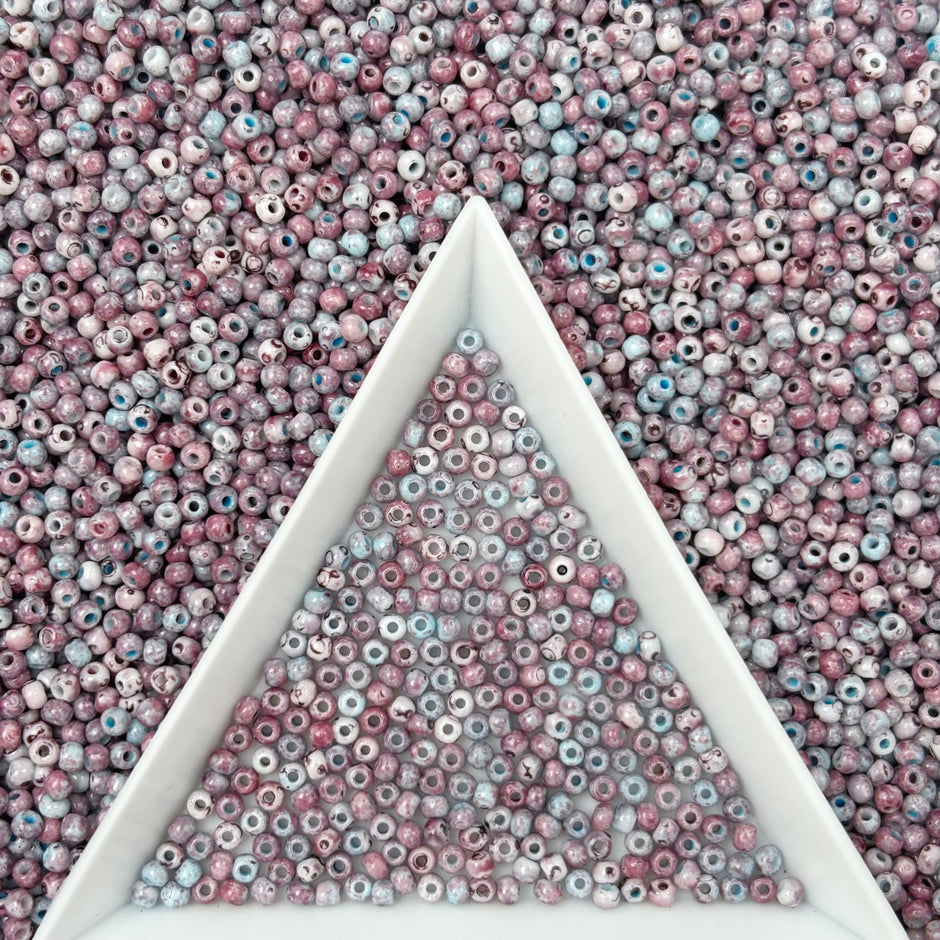 (P6) 2mm Picasso Seed Beads - Czech Glass Iridescent Beads for DIY Bracelets Necklaces