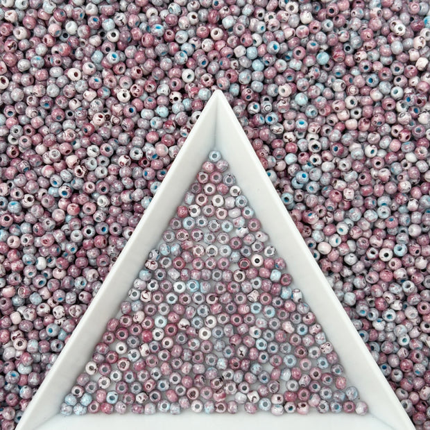 (P6) 2mm Picasso Seed Beads - Czech Glass Iridescent Beads for DIY Bracelets Necklaces