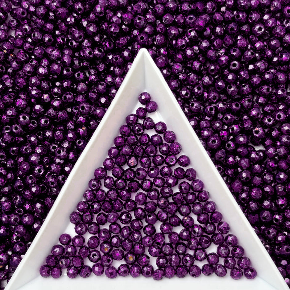 (P2) 2mm Picasso Faceted  Round Beads, Crystal Glass Beads For DIY Jewelry